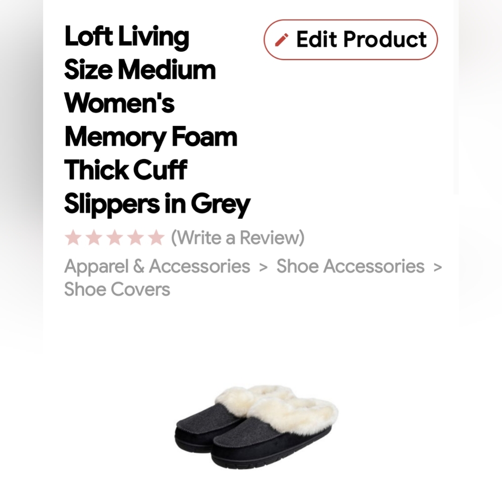 NIB- Woman's Loft‎ Living Ultra Soft Memory Foam Slippers